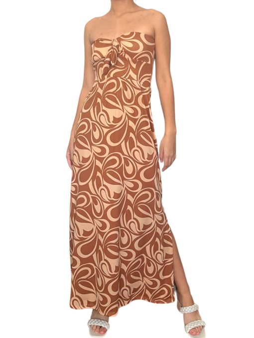 Vestido Largo Color Beige Strapless - Imagen 3