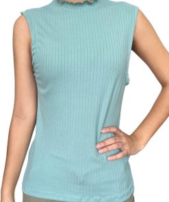 Top Verde Moda Cuello Alto