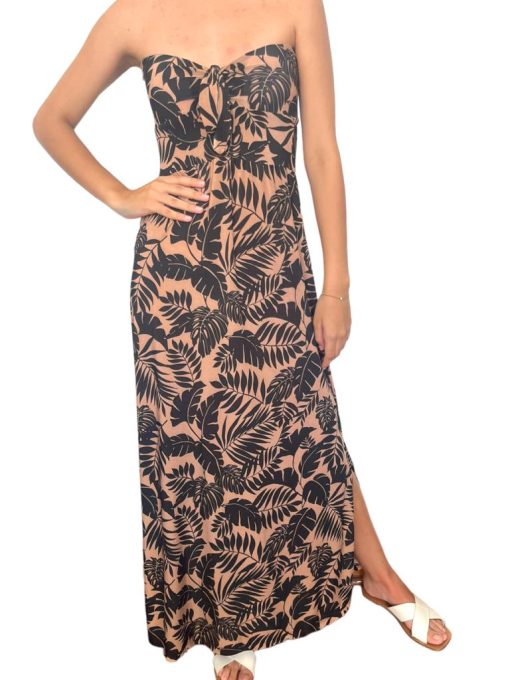 Vestido Largo Color Camello Strapless - Imagen 2