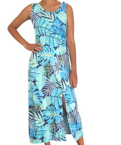 Vestido Largo Verde Con Hojas