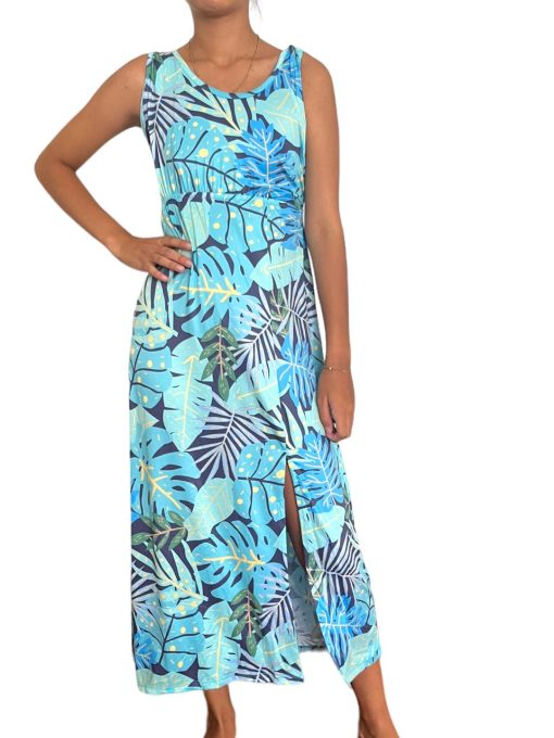 Vestido Largo Verde Con Hojas