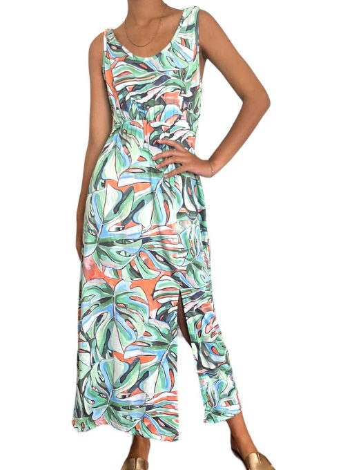 Vestido Largo Verde Con Hojas - Imagen 3