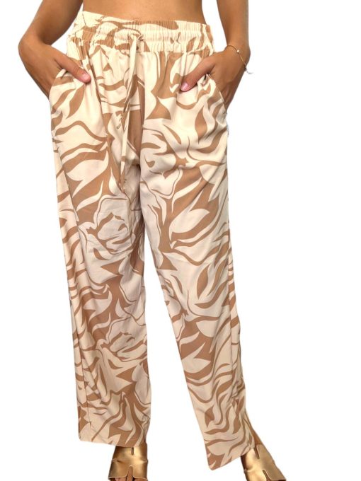 Palazo Color Beige Con Hojas