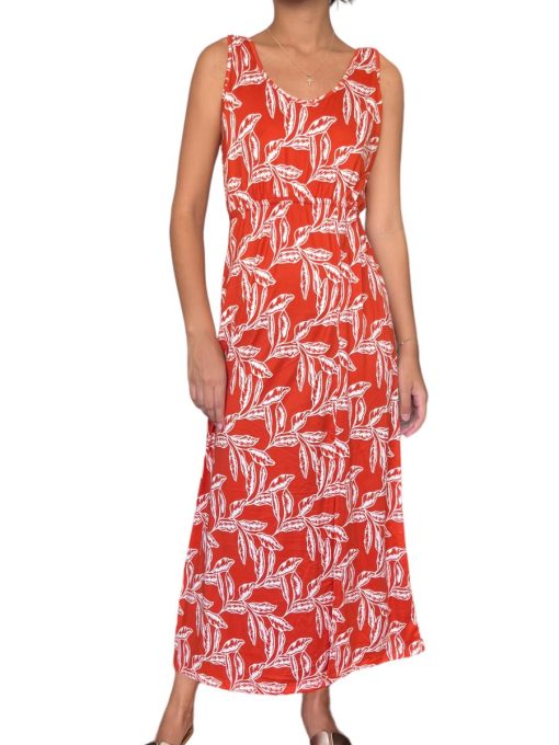 Vestido Largo Ladrillo Con Hojas - Imagen 3
