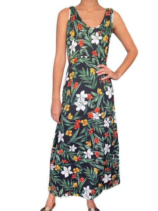 Vestido Largo Negro Con Hojas - Imagen 2
