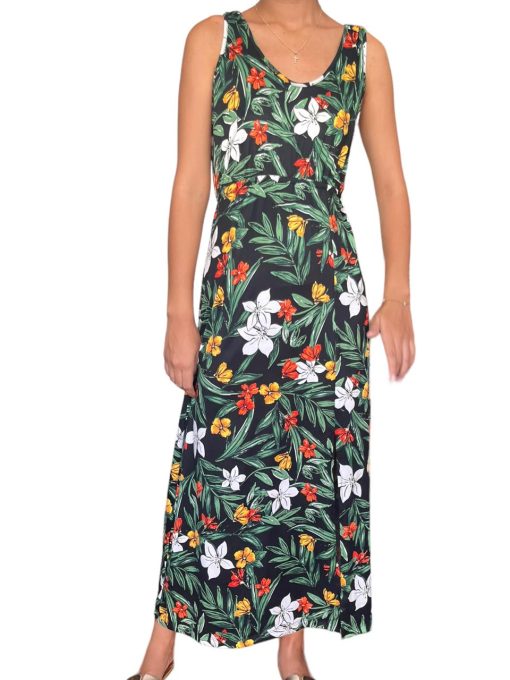 Vestido Largo Negro Con Hojas - Imagen 3
