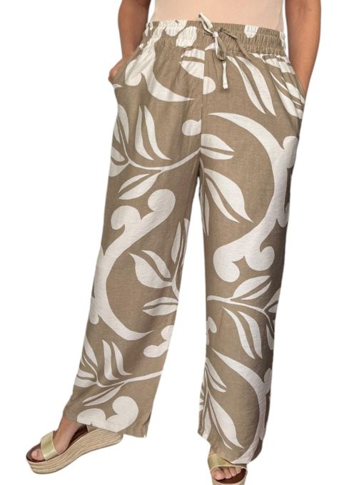 Palazo Color Beige Con Hojas Verdosas - Imagen 2