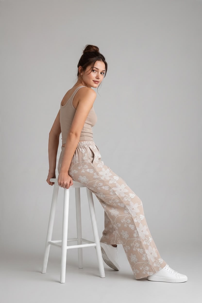 Palazo Beige Flores - Imagen 3